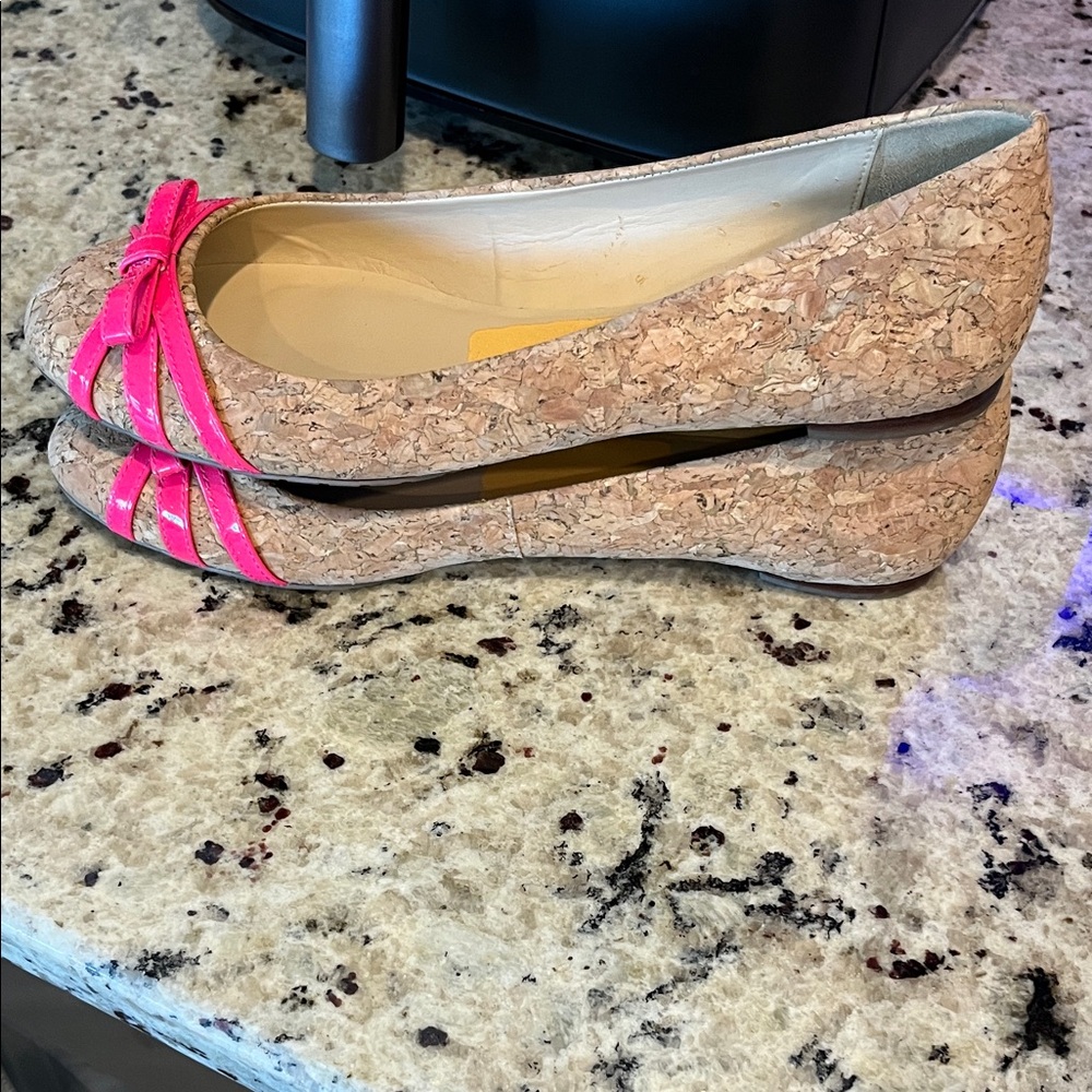 Kate Spade Cork Flats with Pink Bow - Picture 5 of 9